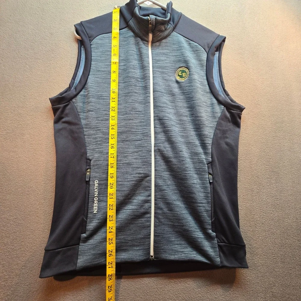 Galvin Green Mens Golf Vest Gray Navy Blue Full Zip Mock Neck Performance Size M